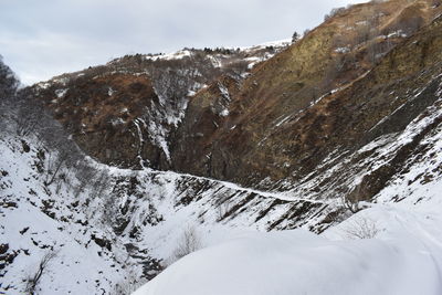 Winter in ushguli in the caucasus mountains in samegrelo-zemo svaneti region, georgia