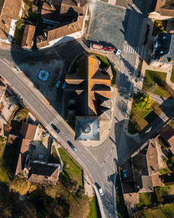 High angle view of construction site in city