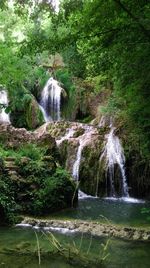 Scenic view of waterfall