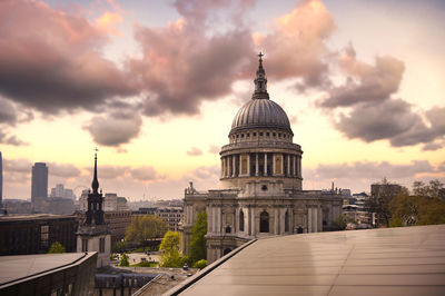 View of historic building against sky during sunset