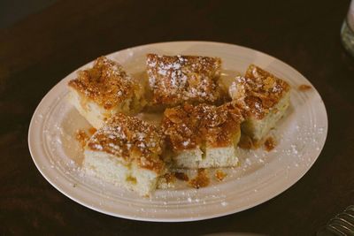 High angle view of dessert in plate