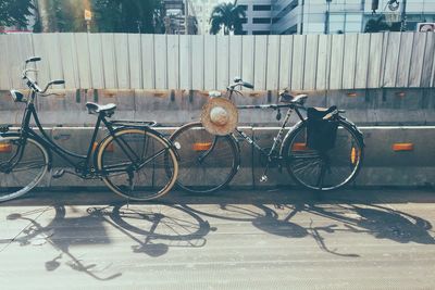 Bicycles parked on sidewalk