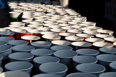 Close-up of disposable cups