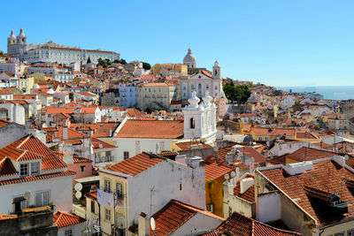Aerial view of townscape against sky