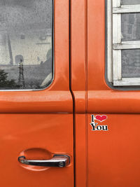 Close-up of red car door