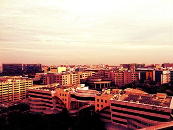 High angle view of cityscape against sky