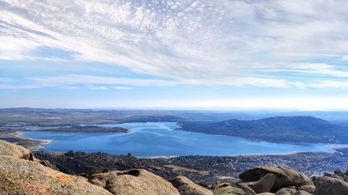 Lake view from above and clouds