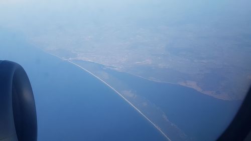 Aerial view of vapor trails in sky