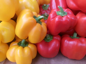 Full frame shot of red bell peppers for sale