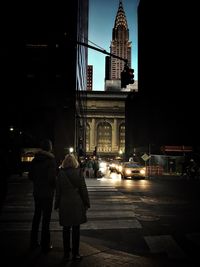 City lit up at night