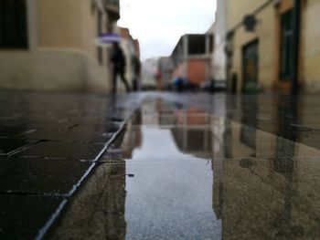 Surface level of wet street