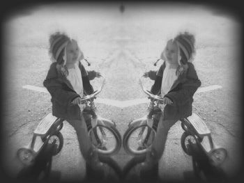 Side view of a smiling young woman outdoors