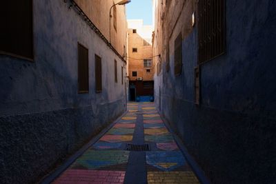 Narrow alley amidst buildings in city