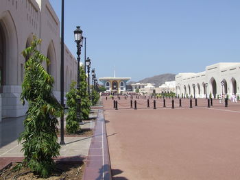 View of historical building against clear blue sky