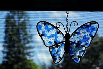 Close-up of blue pattern