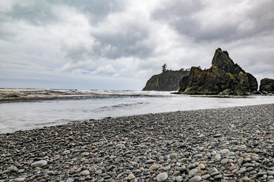 Scenic view of beach against sky
