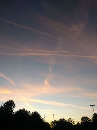 Low angle view of silhouette trees against sky during sunset