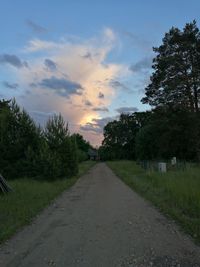 Road amidst trees against sky