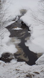 Aerial view of frozen water