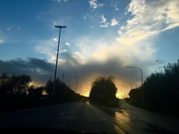 View of road at sunset