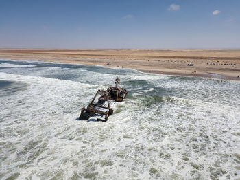 Shipwreck in sea