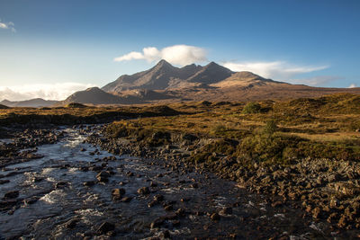 Scenic view of mountains against sky