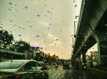 Road passing through car windshield