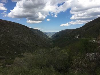 Scenic view of mountains against sky