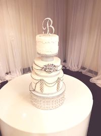 View of cake on table at home