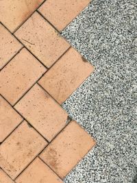 High angle view of tiled floor