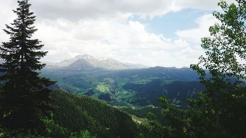 Scenic view of mountains against sky