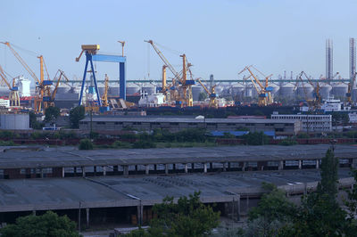 Cityscape against clear sky