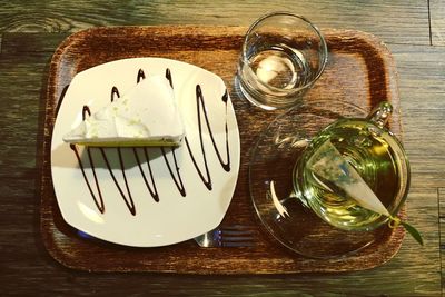 High angle view of food on table