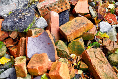 High angle view of stones