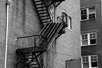 Low angle view of spiral staircase of building