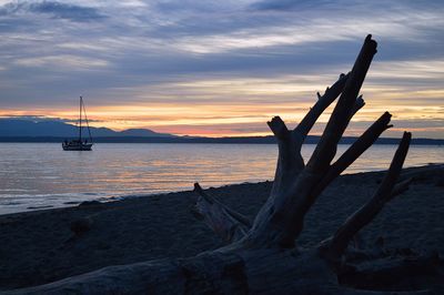 Scenic view of sea against sky at sunset