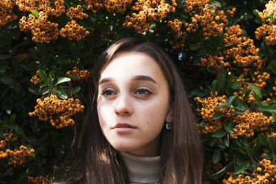 Close-up portrait of a beautiful young woman