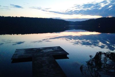 Scenic view of calm lake at sunset