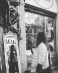 Woman walking in city