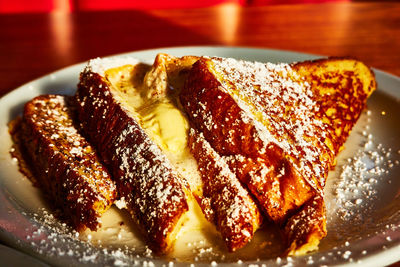 Close-up of french toast in plate