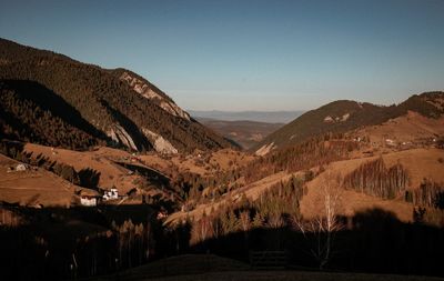 Scenic view of mountains against clear sky