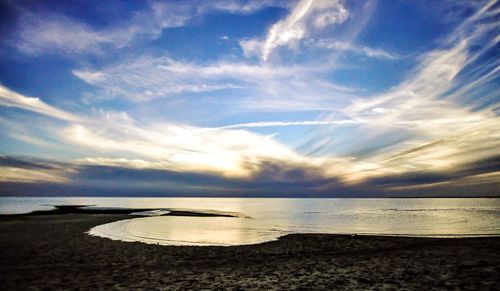 Scenic view of sea against cloudy sky