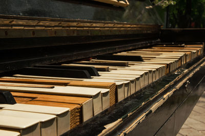 Close-up of old piano