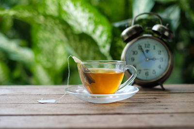 Close-up of tea in cup on table