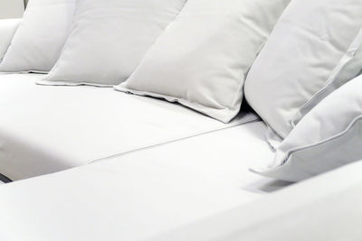 High angle view of white bed