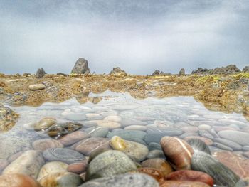 Scenic view of sea against cloudy sky
