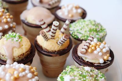 Close-up of cupcakes on table