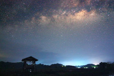 Built structure against sky at night