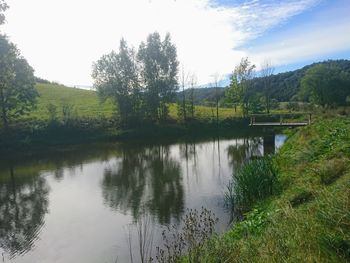 Scenic view of lake against sky