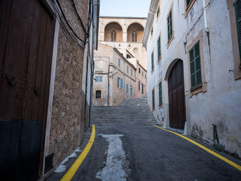 Road along buildings in old town